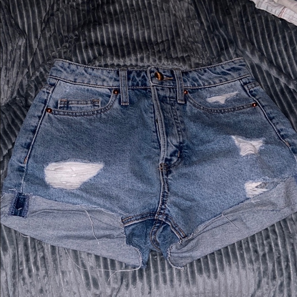 High waisted denim shorts